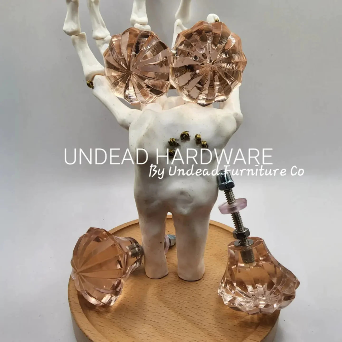 Dawn ~ Pink Glass Knob with Raised Detail -4 pc Set