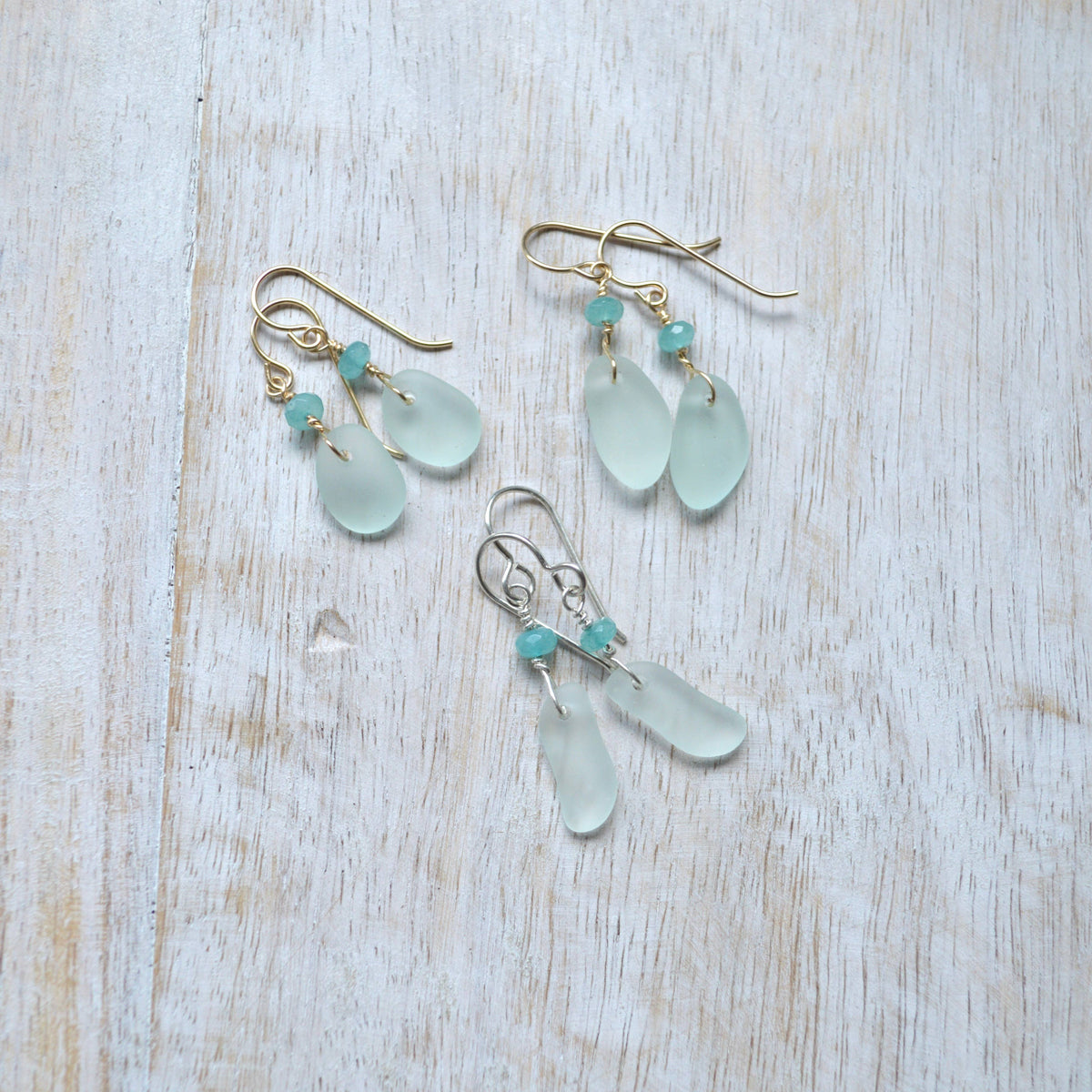 Tiny Sea Foam Glass Earrings