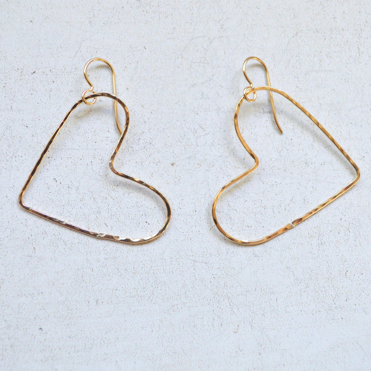 Hammered Heart Earrings In Sterling or Gold Filled