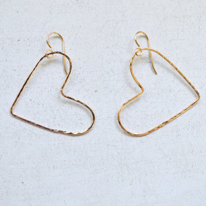 Hammered Heart Earrings In Sterling or Gold Filled