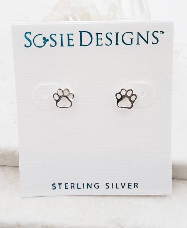 Sterling Silver Dog Paw Studs (8x7 mm)