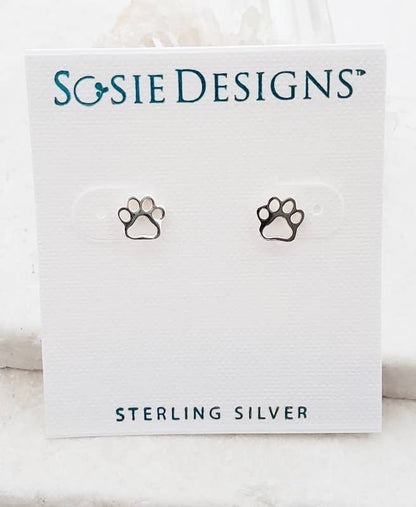 Sterling Silver Dog Paw Studs (8x7 mm)
