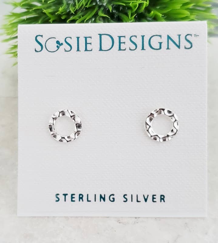 Silver Hammered Circle Studs (10mm)
