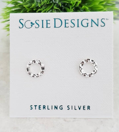 Silver Hammered Circle Studs (10mm)
