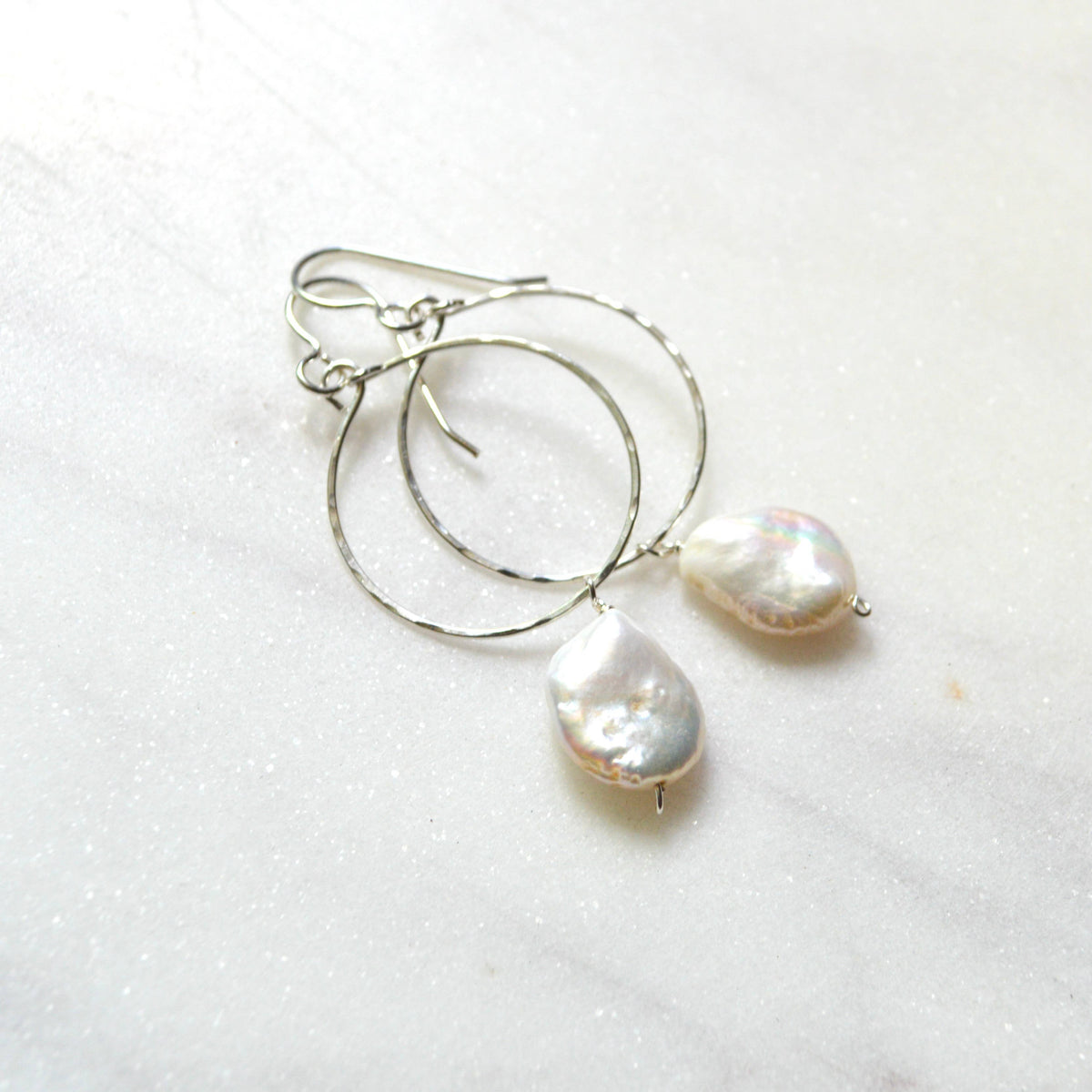 Cream Freshwater Pearl Hoops