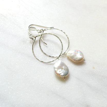 Cream Freshwater Pearl Hoops