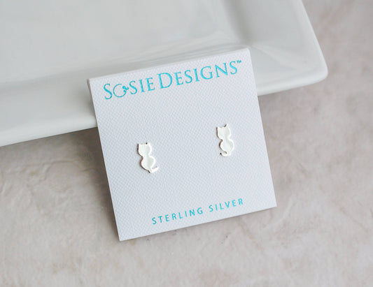 Sterling Silver Cat Stud