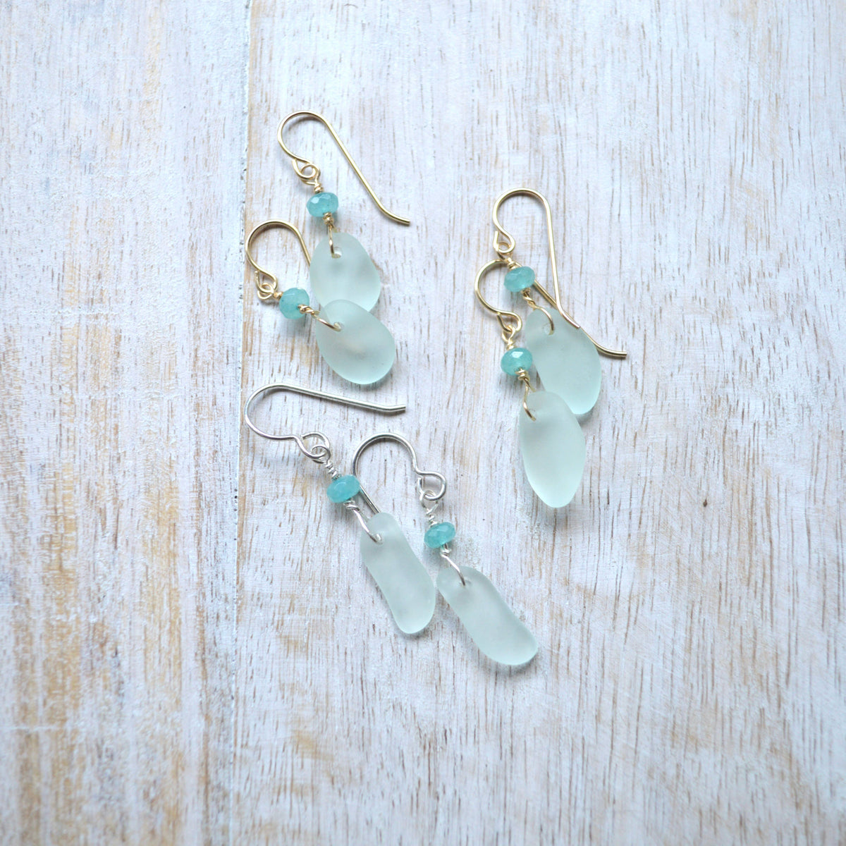 Tiny Sea Foam Glass Earrings