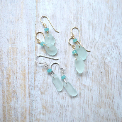 Tiny Sea Foam Glass Earrings