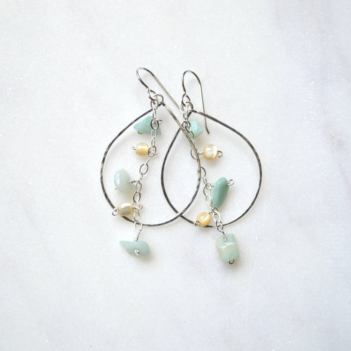 Amazonite & MOP Teardrop Earrings
