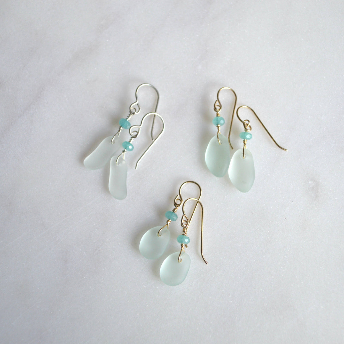 Tiny Sea Foam Glass Earrings