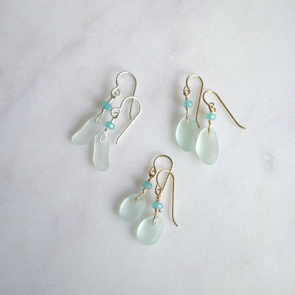 Tiny Sea Foam Glass Earrings