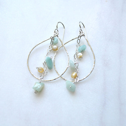 Amazonite & MOP Teardrop Earrings