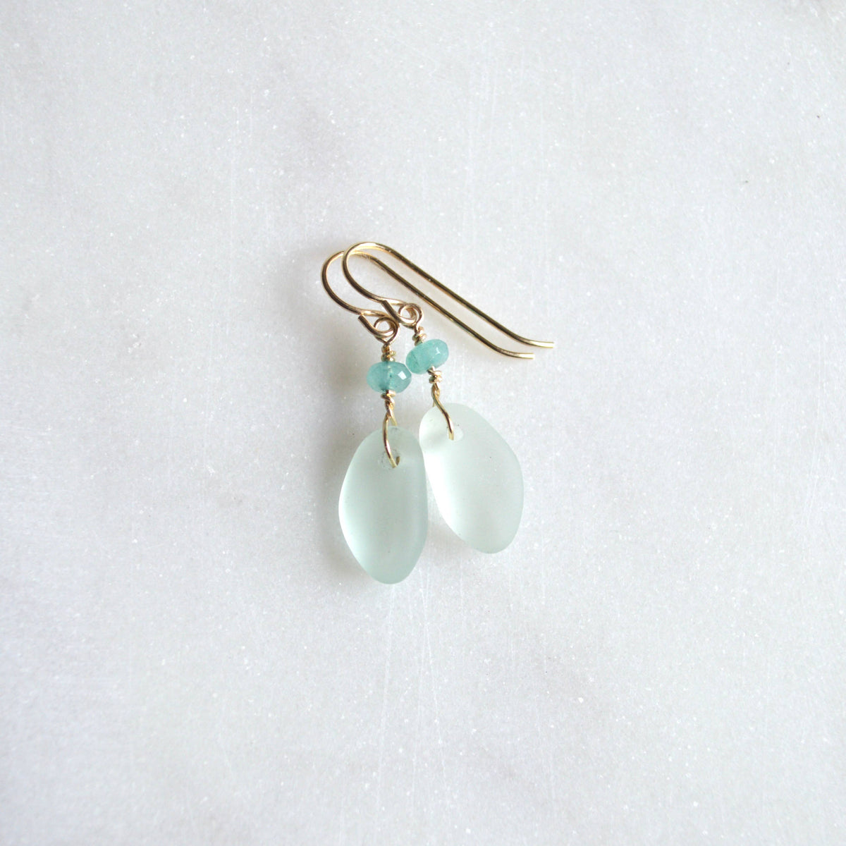 Tiny Sea Foam Glass Earrings