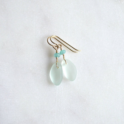 Tiny Sea Foam Glass Earrings