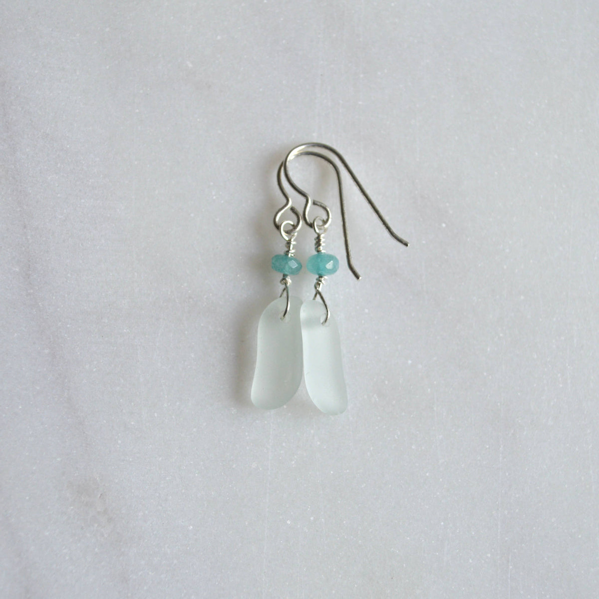 Tiny Sea Foam Glass Earrings