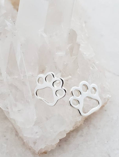 Sterling Silver Dog Paw Studs (8x7 mm)