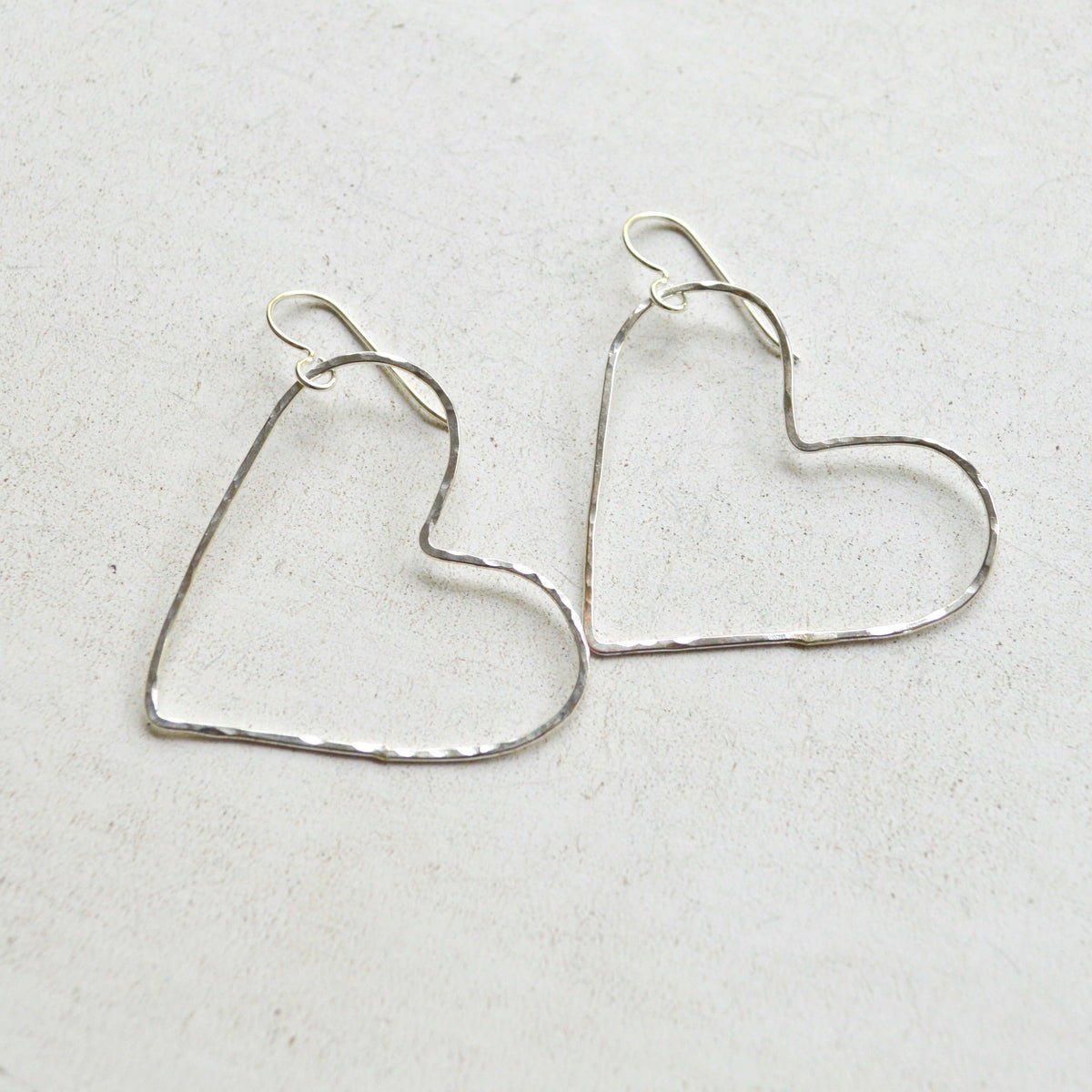 Hammered Heart Earrings In Sterling or Gold Filled