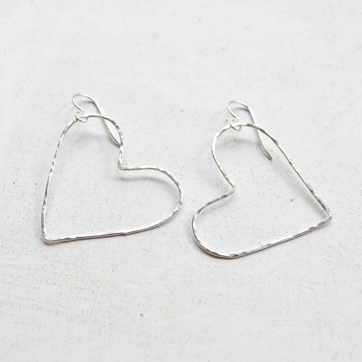 Hammered Heart Earrings In Sterling or Gold Filled