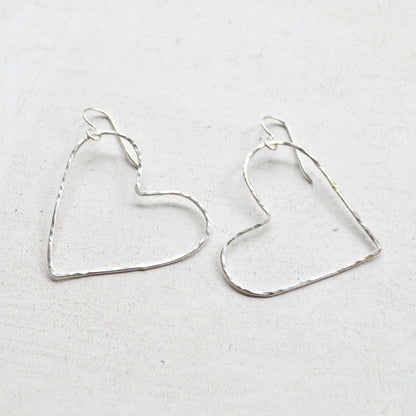 Hammered Heart Earrings In Sterling or Gold Filled