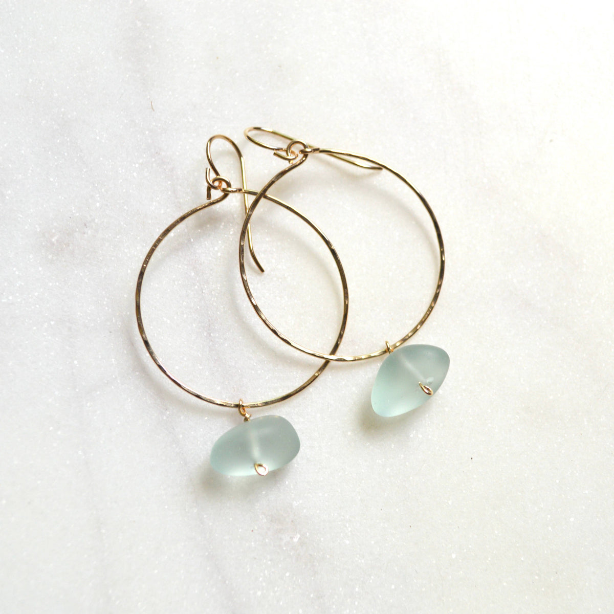 Sea Foam Glass Hoops