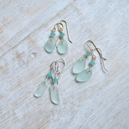 Tiny Sea Foam Glass Earrings