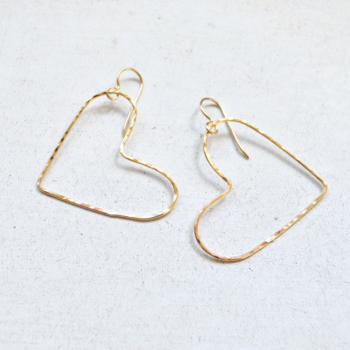 Hammered Heart Earrings In Sterling or Gold Filled