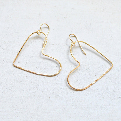Hammered Heart Earrings In Sterling or Gold Filled