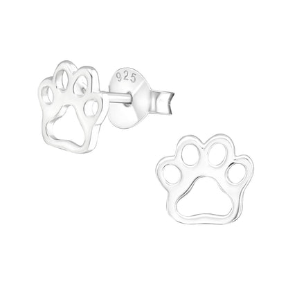 Sterling Silver Dog Paw Studs (8x7 mm)