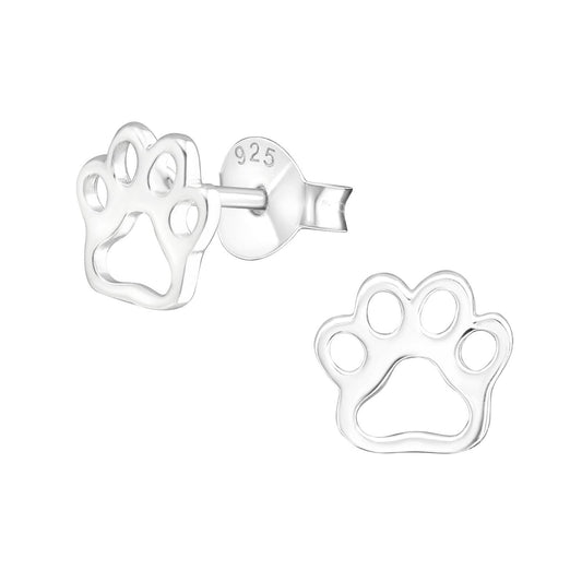 Sterling Silver Dog Paw Studs (8x7 mm)