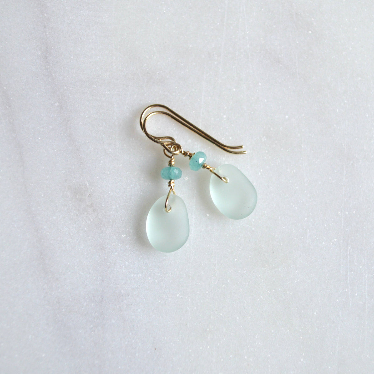 Tiny Sea Foam Glass Earrings