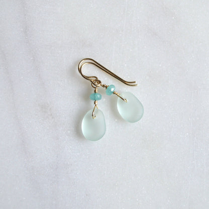 Tiny Sea Foam Glass Earrings
