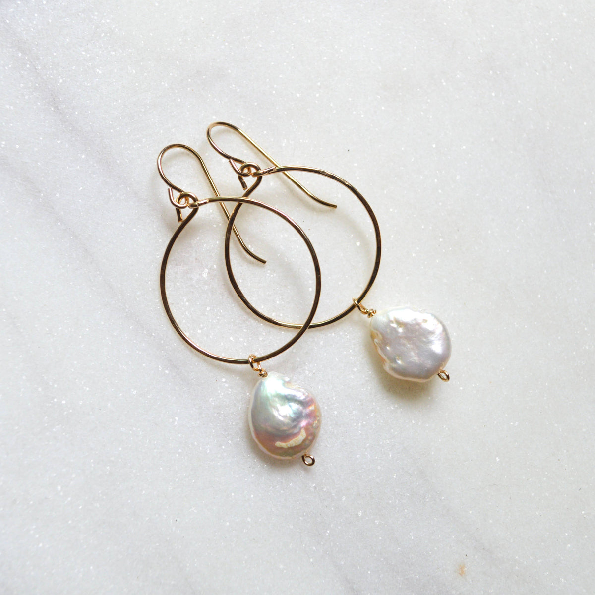 Cream Freshwater Pearl Hoops