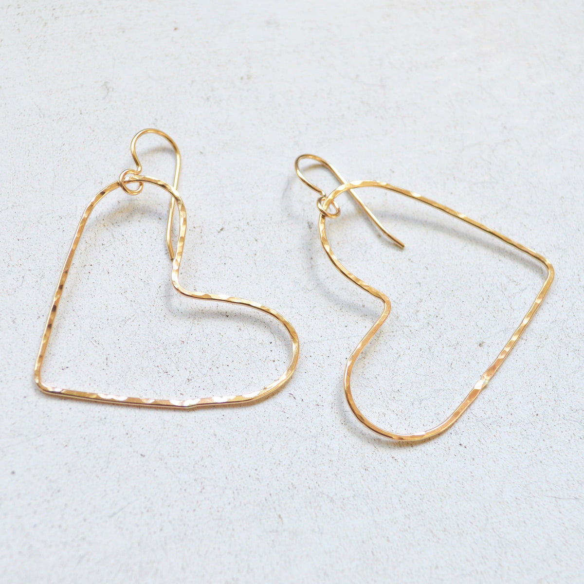 Hammered Heart Earrings In Sterling or Gold Filled