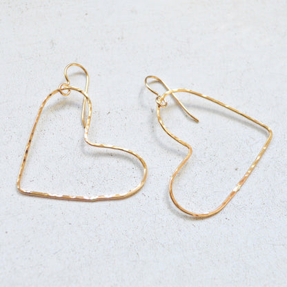 Hammered Heart Earrings In Sterling or Gold Filled
