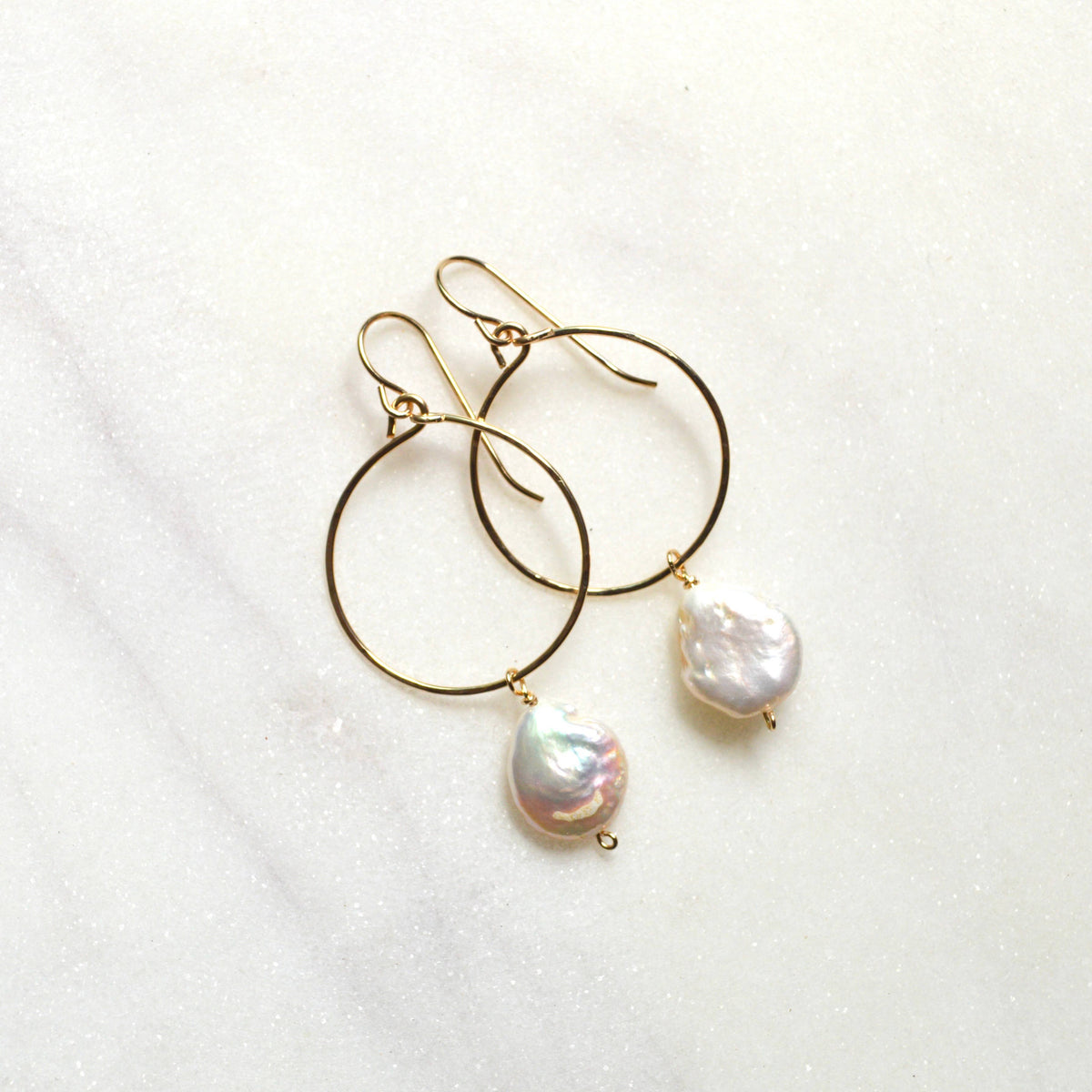 Cream Freshwater Pearl Hoops