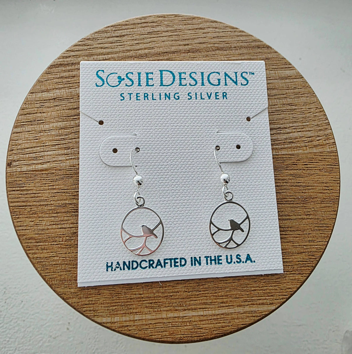 Silver Nightingale Bird Earrings