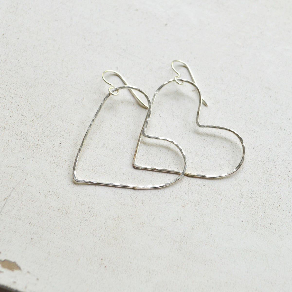 Hammered Heart Earrings In Sterling or Gold Filled