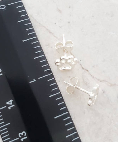 Sterling Silver Dog Paw Studs (8x7 mm)