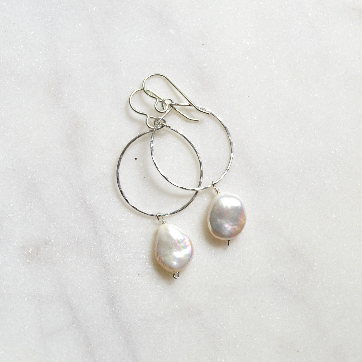 Cream Freshwater Pearl Hoops