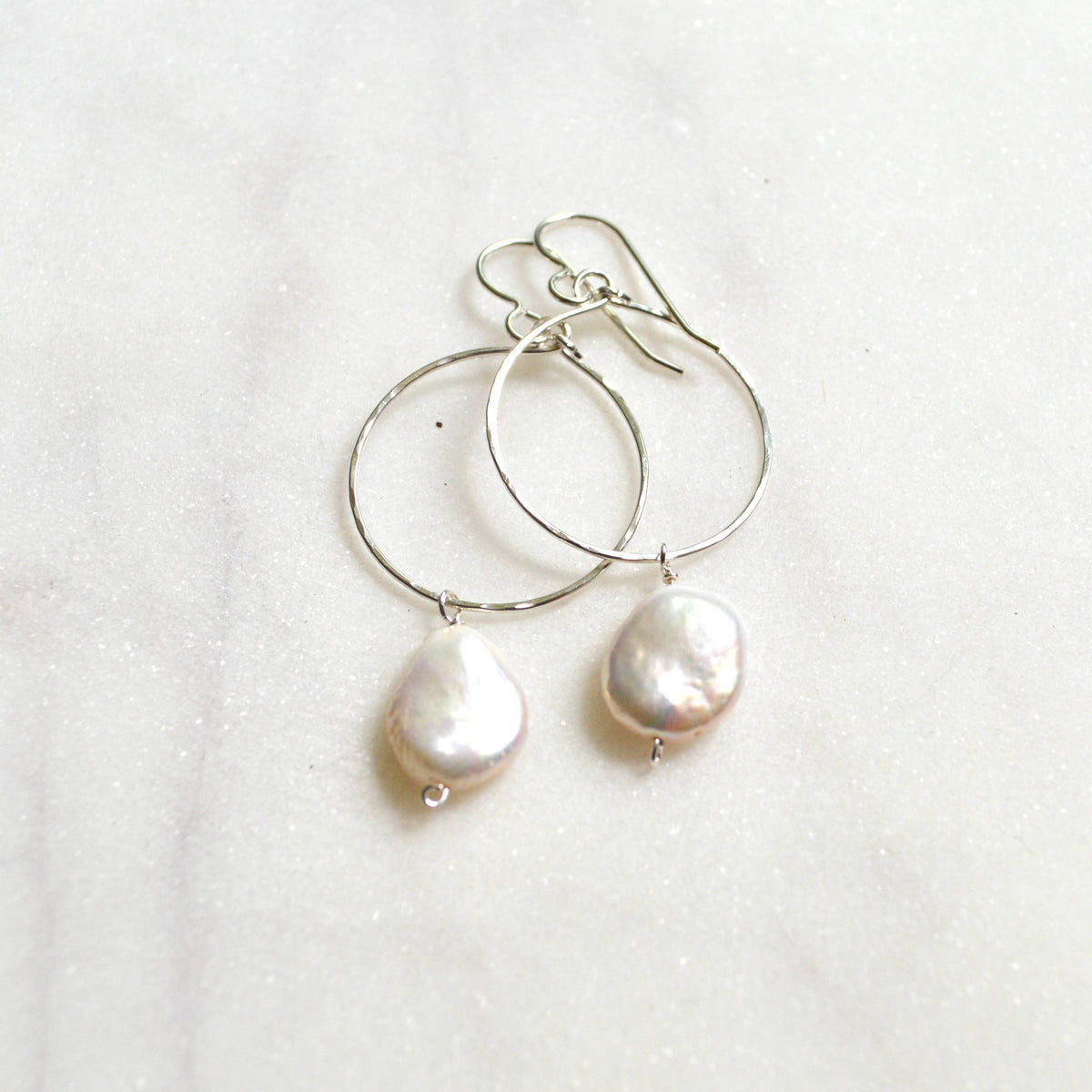 Cream Freshwater Pearl Hoops