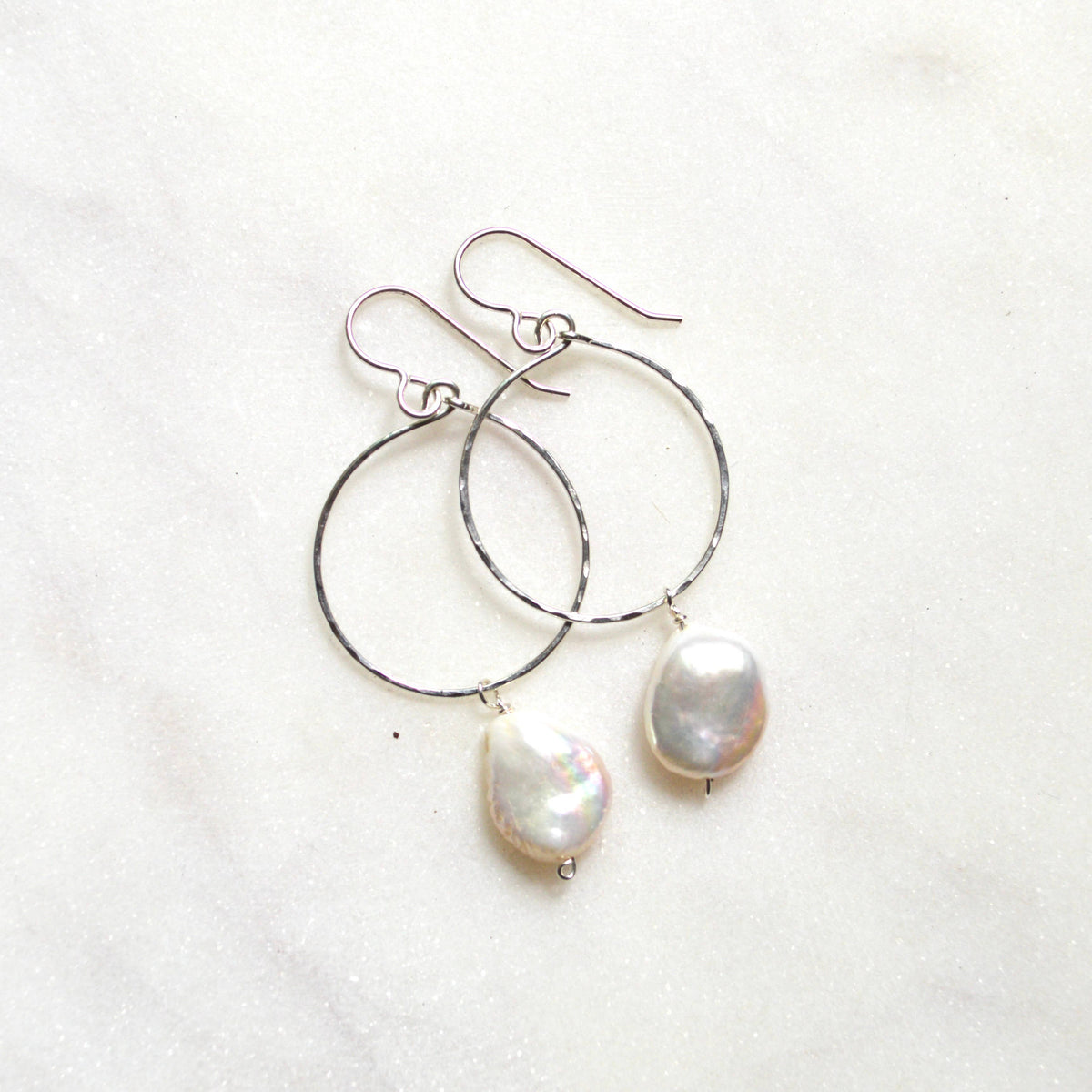 Cream Freshwater Pearl Hoops