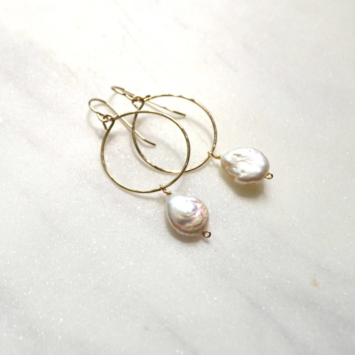 Cream Freshwater Pearl Hoops