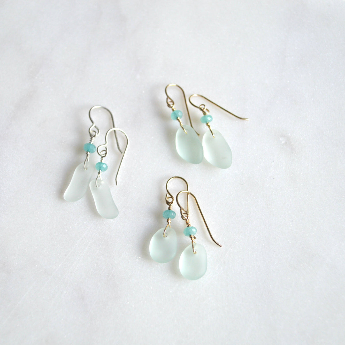 Tiny Sea Foam Glass Earrings