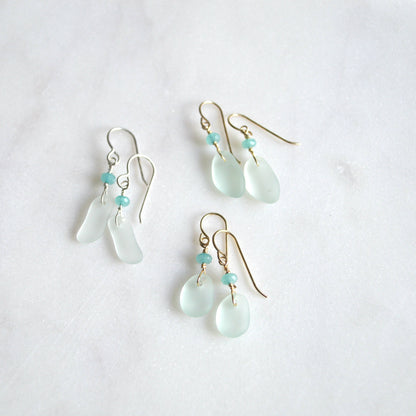 Tiny Sea Foam Glass Earrings