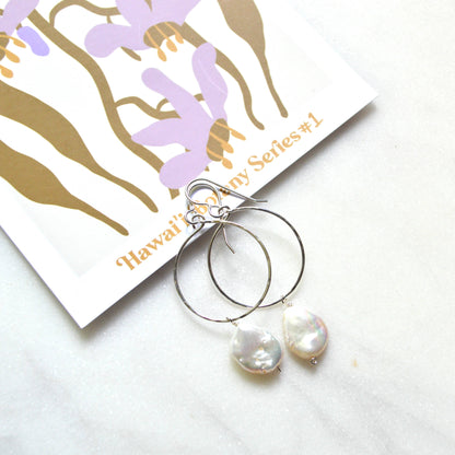 Cream Freshwater Pearl Hoops