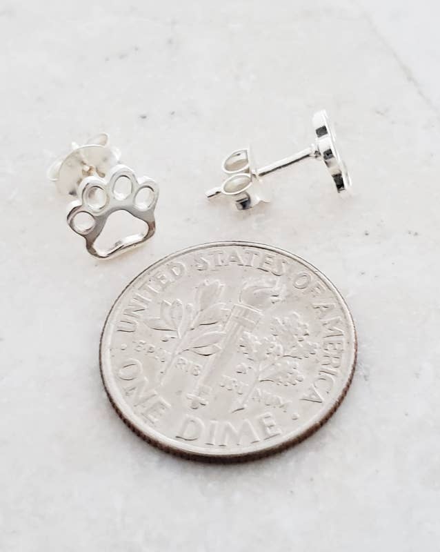 Sterling Silver Dog Paw Studs (8x7 mm)